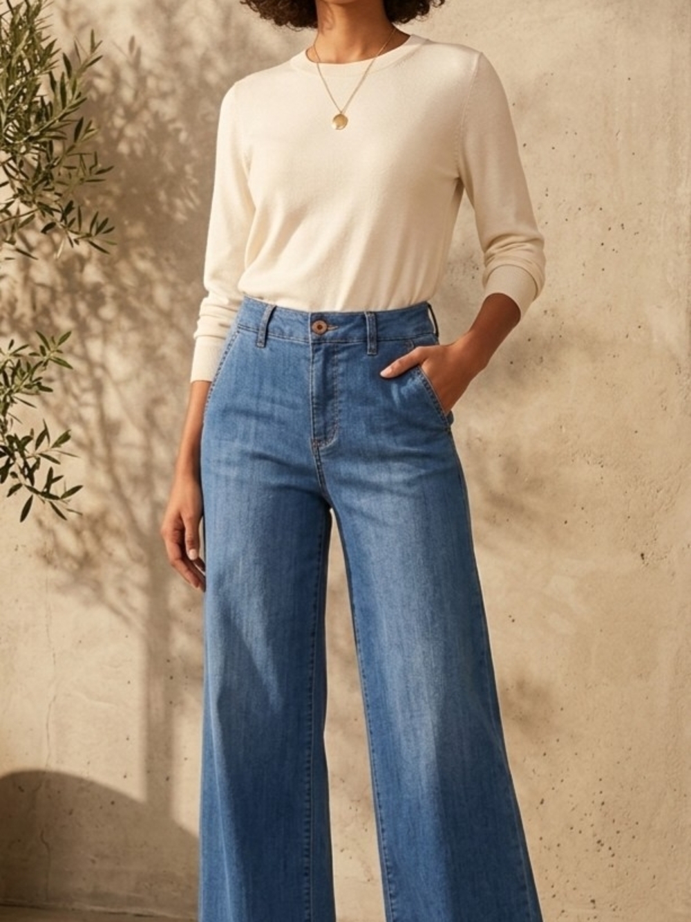 BCBGeneration High Rise Wide Leg Trouser Jeans Size 5/27 Medium Wash Denim